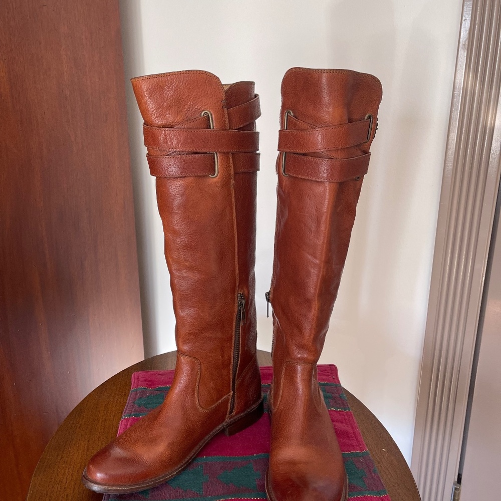 FRYE TALL BOOT WITH STRAP DETAILS